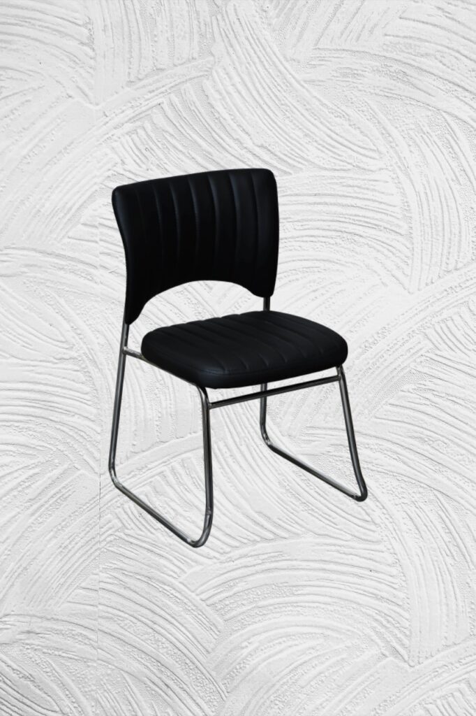 Leather and metal chair in the modern furniture design style