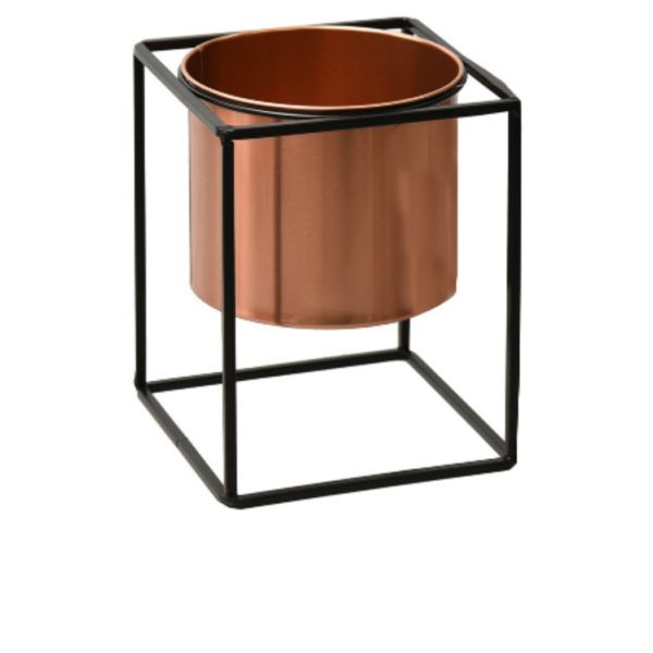 SINGLE SQUARE METAL PLANTER WITH STAND (LARGE)