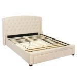 Jean Upholstered Bed Frame with 2 Drawers - King Size . Beige . BBFCFS180311K