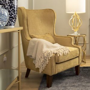 Umar Wingback Armchair . Gold . FSOQYF170601GD