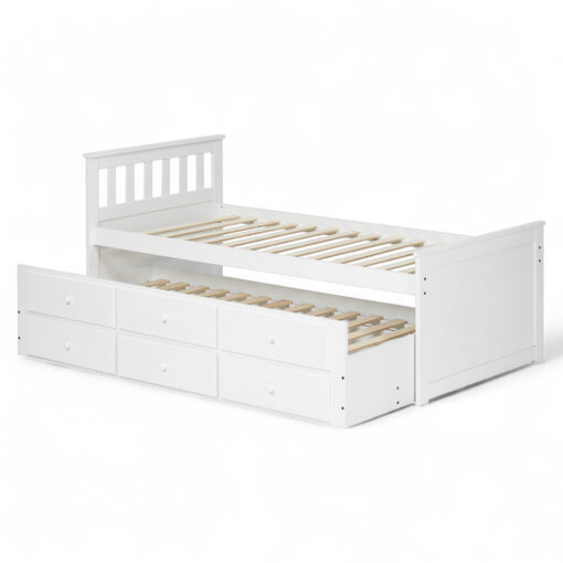 Eleanor Single Size Bed Frame with Pullout & 3 Drawers - Image 3