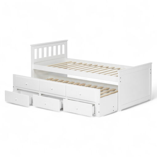Eleanor Single Size Bed Frame with Pullout & 3 Drawers - Image 2