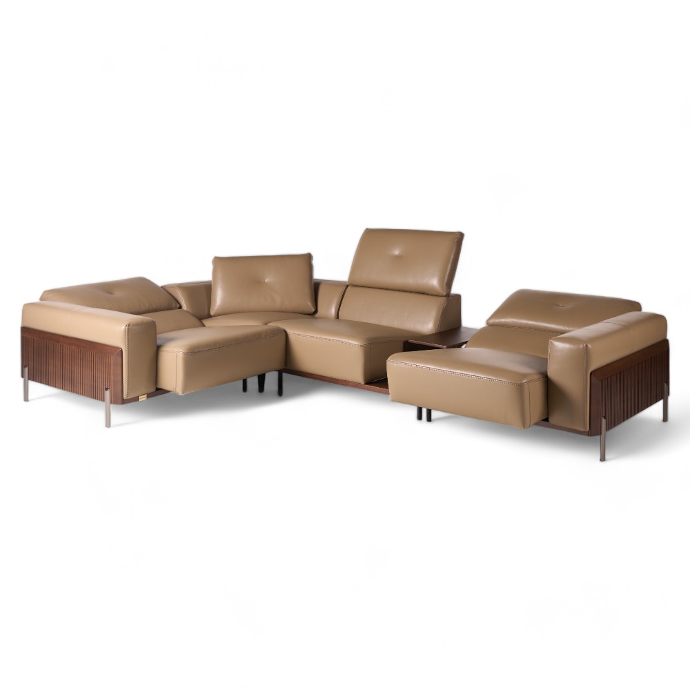 Raymond L Shaped Sofa with 2 Power Recliner - SSFHOME