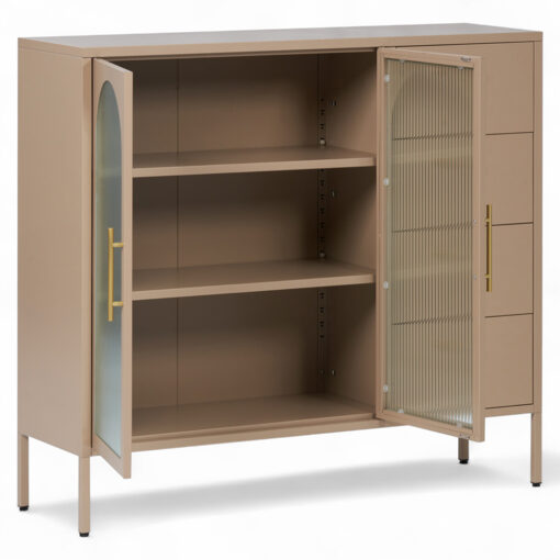 Ricca 2 Glass Doors with 4 Drawers Cabinet - Image 6
