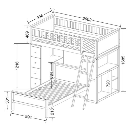 Carolee Single Bunk Bed with Storage Drawer - Image 14