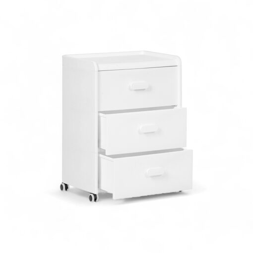 Diaz Bedside Table with Wheels (3 Drawers) - Image 2