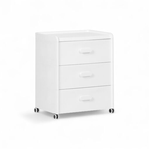 Diaz Bedside Table with Wheels (3 Drawers)