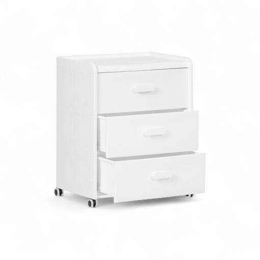 Diaz Bedside Table with Wheels (3 Drawers) - Image 2
