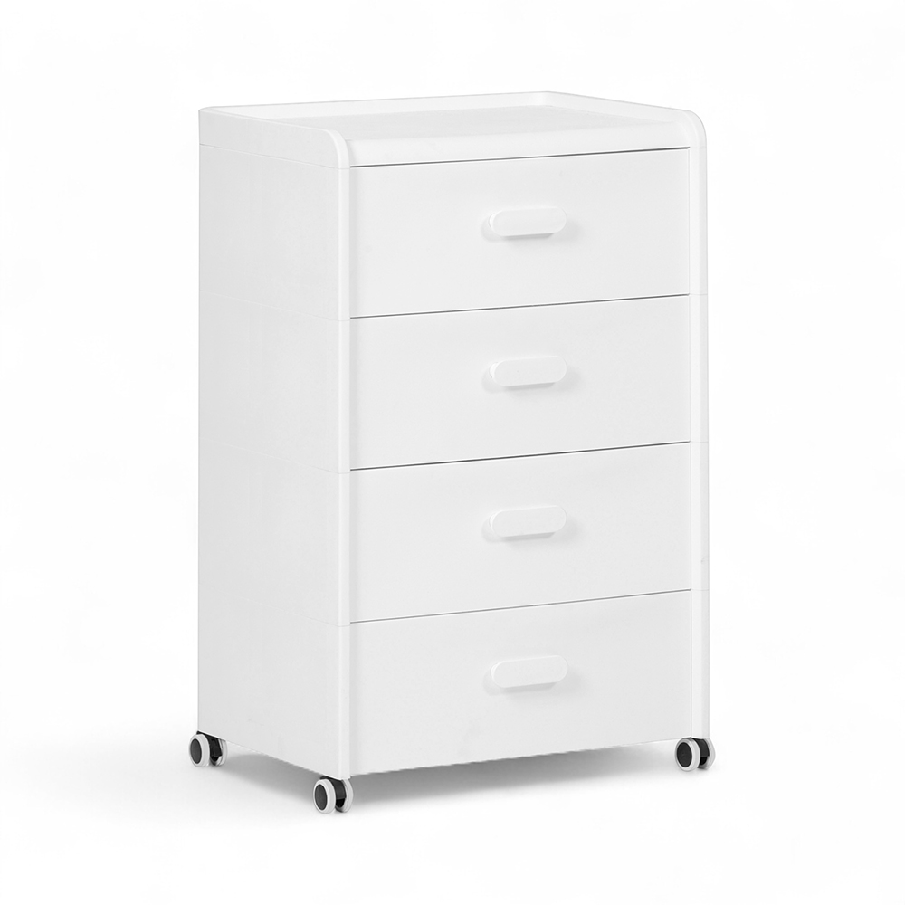 Diaz Bedside Table with Wheels (4 Drawers)