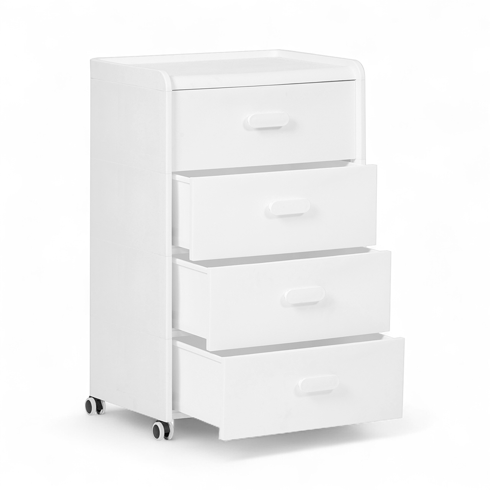 Diaz Bedside Table with Wheels (4 Drawers) - Image 2