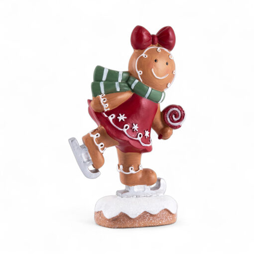 Gingerbread Girl Skiing Resin Decor (H20.5cm)