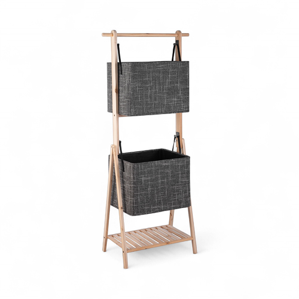 Toru Wooden Storage Rack with 2 Baskets