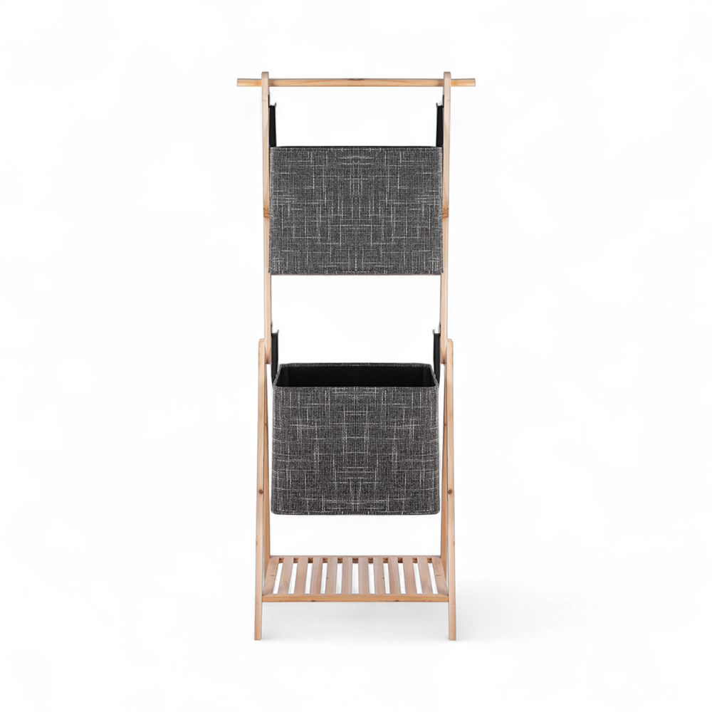 Toru Wooden Storage Rack with 2 Baskets - Image 2