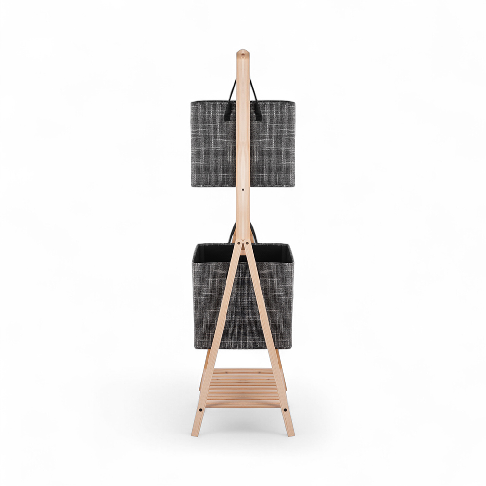 Toru Wooden Storage Rack with 2 Baskets - Image 3