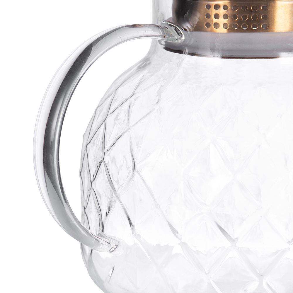 Glass Pot with Gold Stainless Steel Lid (H16.5cm) - Image 9