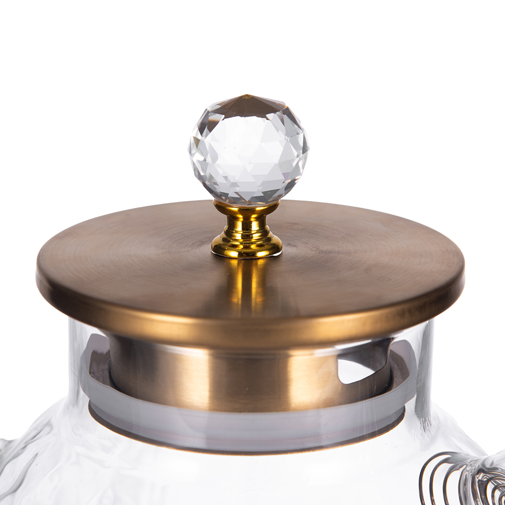 Glass Pot with Gold Stainless Steel Lid (H16.5cm) - Image 5