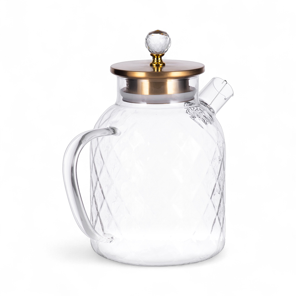 Glass Pot with Gold Stainless Steel Lid (H22.6cm) - Image 4