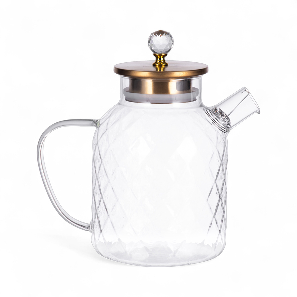 Glass Pot with Gold Stainless Steel Lid (H22.6cm) - Image 3