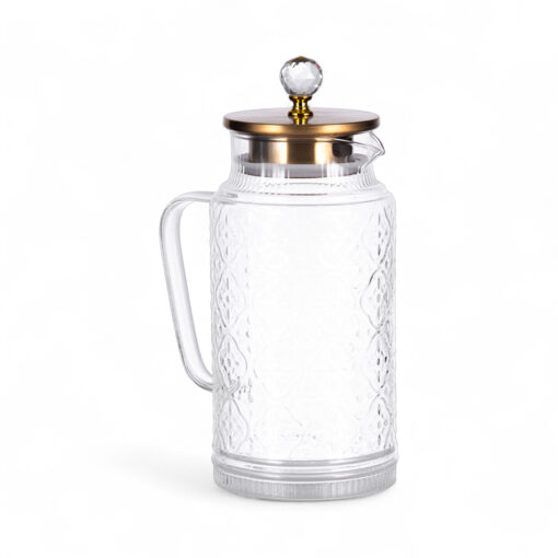 Glass Pot with Gold Stainless Steel Lid (H25.5cm)