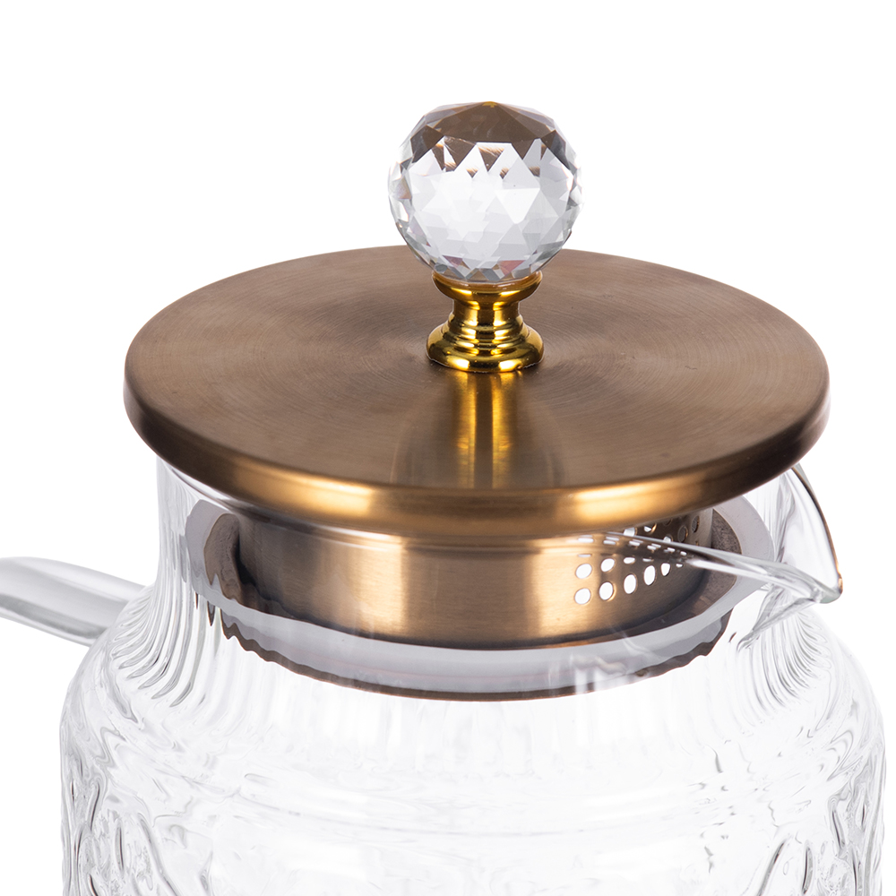 Glass Pot with Gold Stainless Steel Lid (H25.5cm) - Image 5
