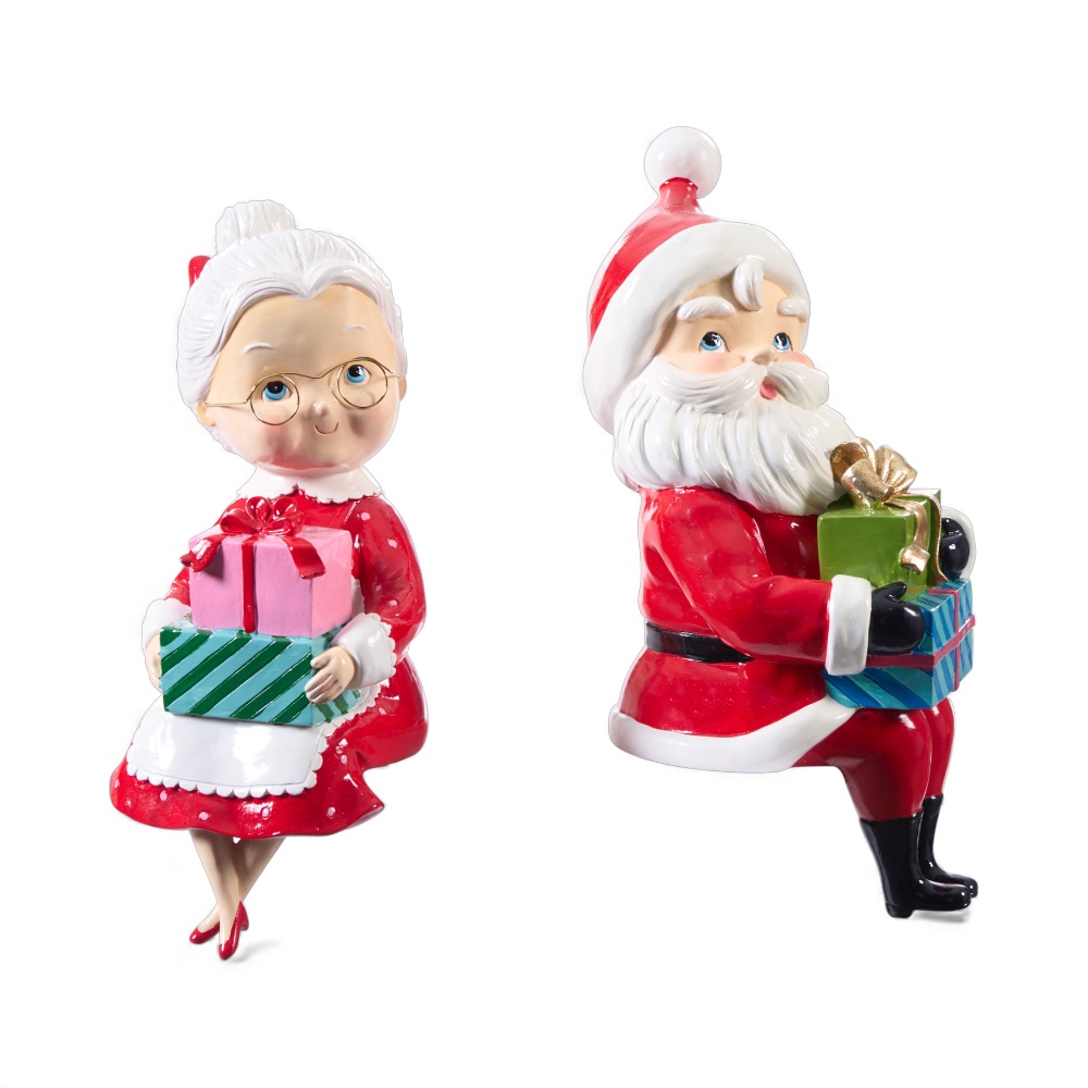 Mr & Mrs Santa Ledge Sitter (Set of 2)