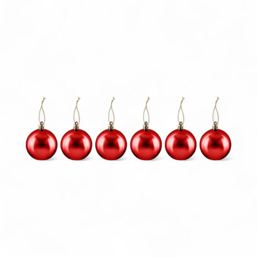 6 Pcs Glossy Christmas Hanging Balls (6cm)