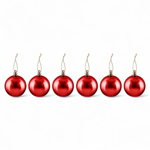6 Pcs Glossy Christmas Hanging Balls (8cm)