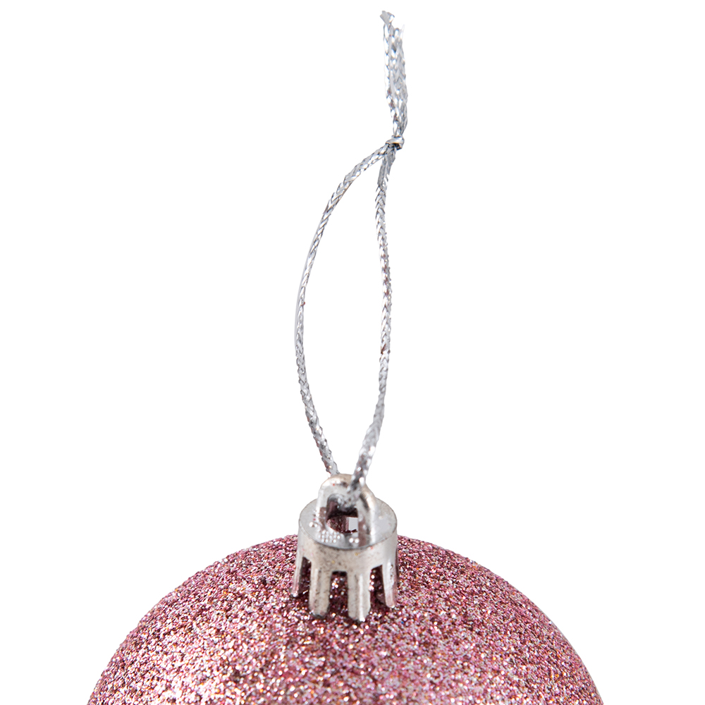 6 Pcs Glitter Christmas Hanging Balls (8cm) - Image 3