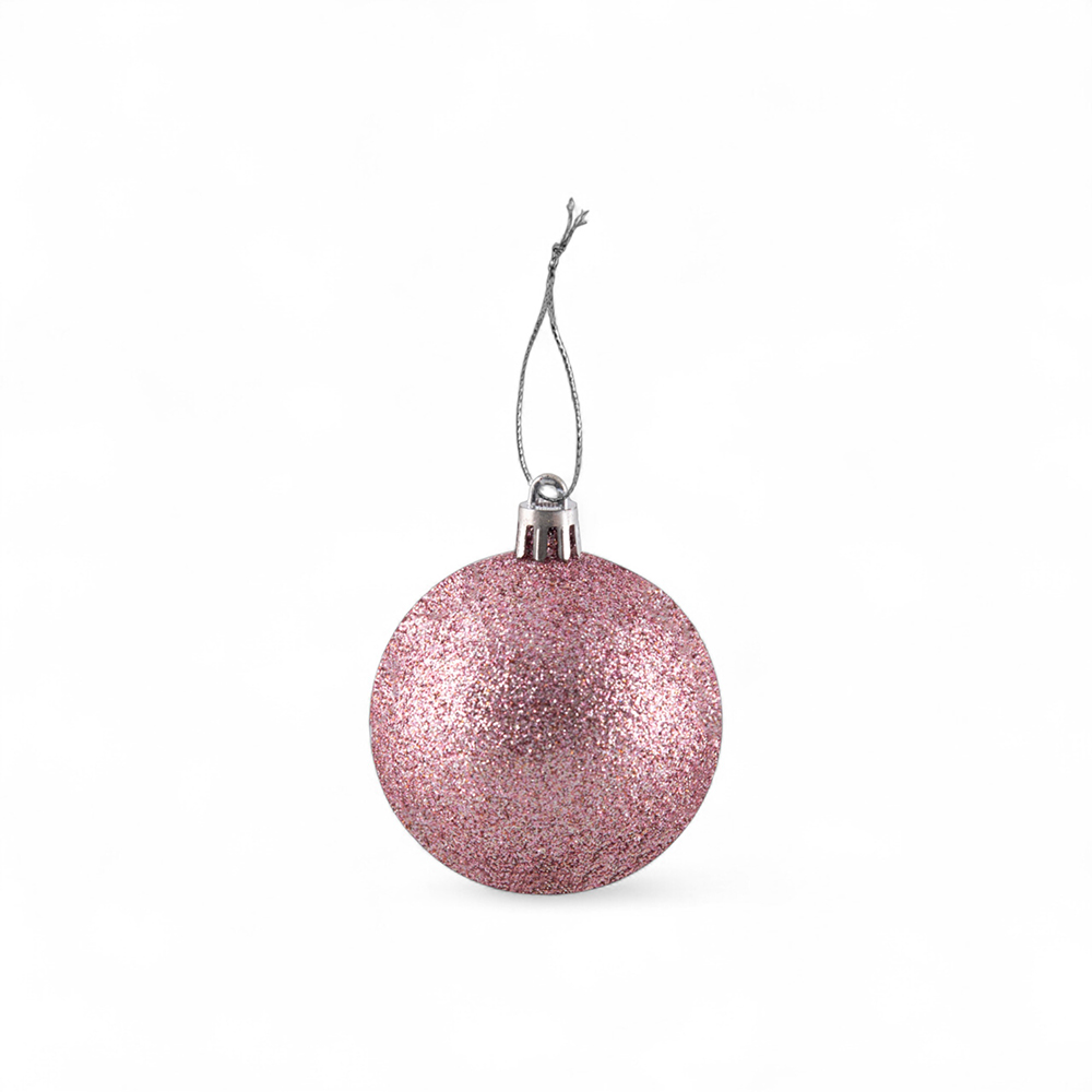 6 Pcs Glitter Christmas Hanging Balls (8cm) - Image 2