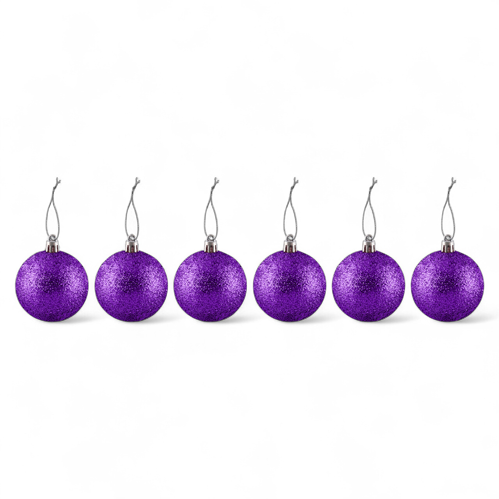 6 Pcs Glitter Christmas Hanging Balls (8cm) - Image 13