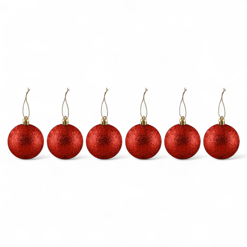 6 Pcs Glitter Christmas Hanging Balls (8cm) - Image 15