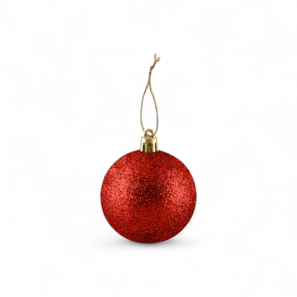6 Pcs Glitter Christmas Hanging Balls (8cm) - Image 16