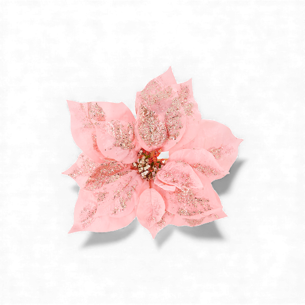 Single Poinsettia with Clip (H25cm)