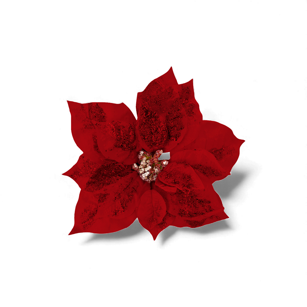 Single Poinsettia with Clip (H25cm) - Image 5
