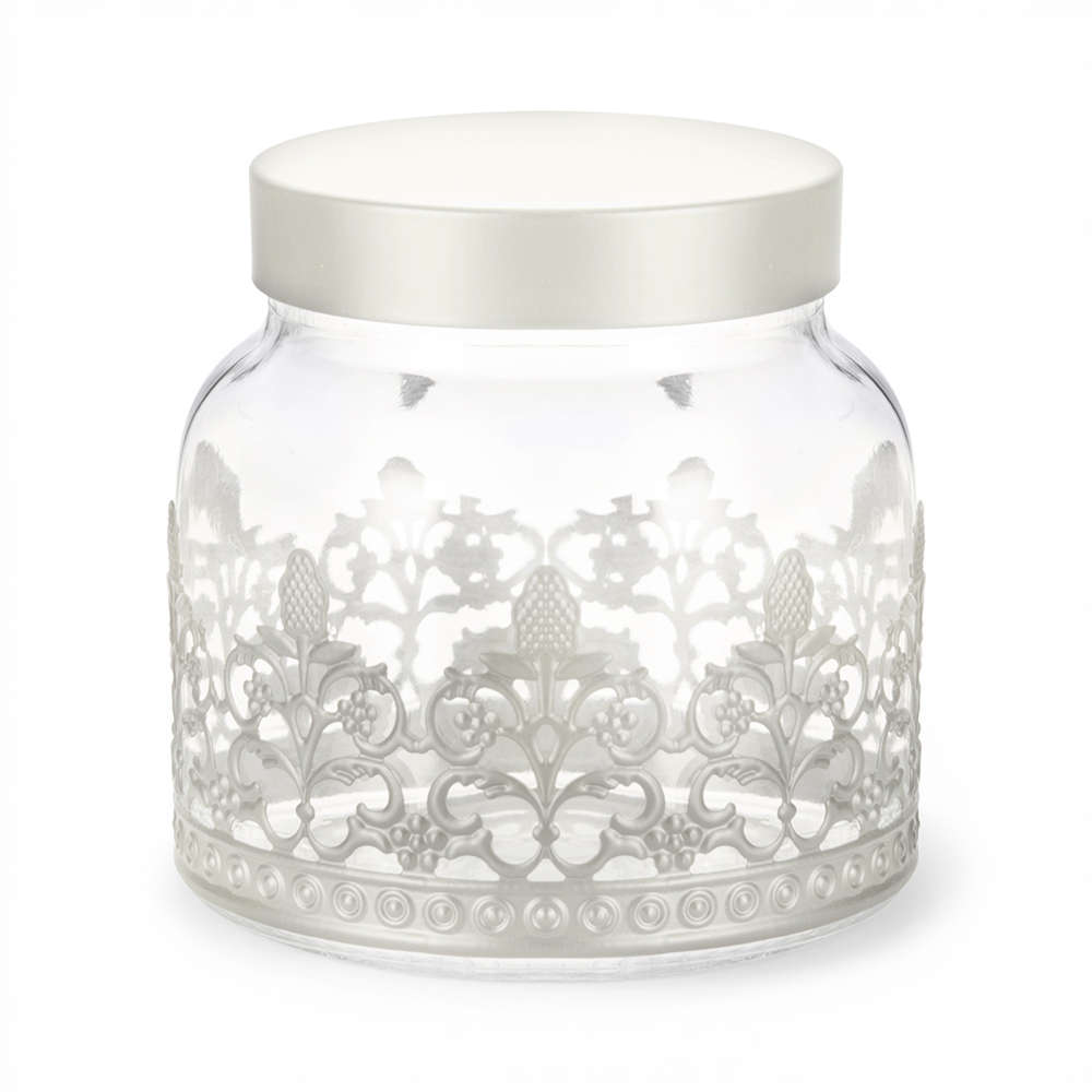 Glass Jar with Ivory Casing and Lid (H11.5cm) - Image 6