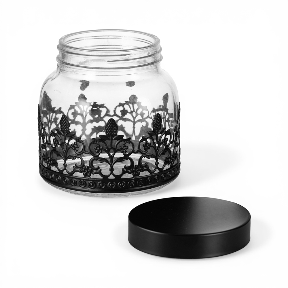 Glass Jar with Ivory Casing and Lid (H11.5cm) - Image 2