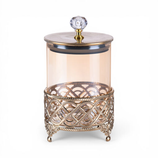 Glass Canister with Gold Stand (H18.2cm)
