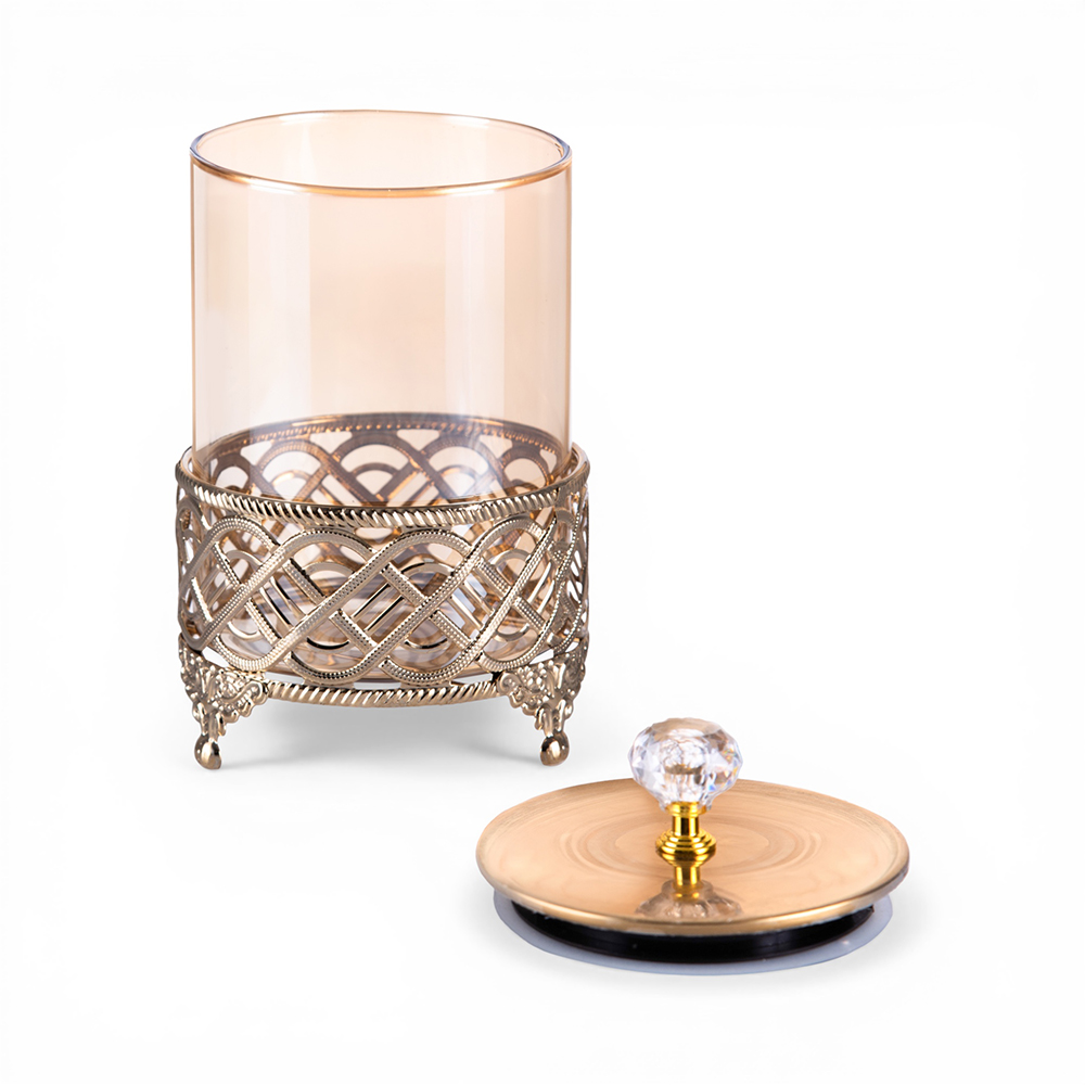 Glass Canister with Gold Stand (H18.2cm) - Image 2