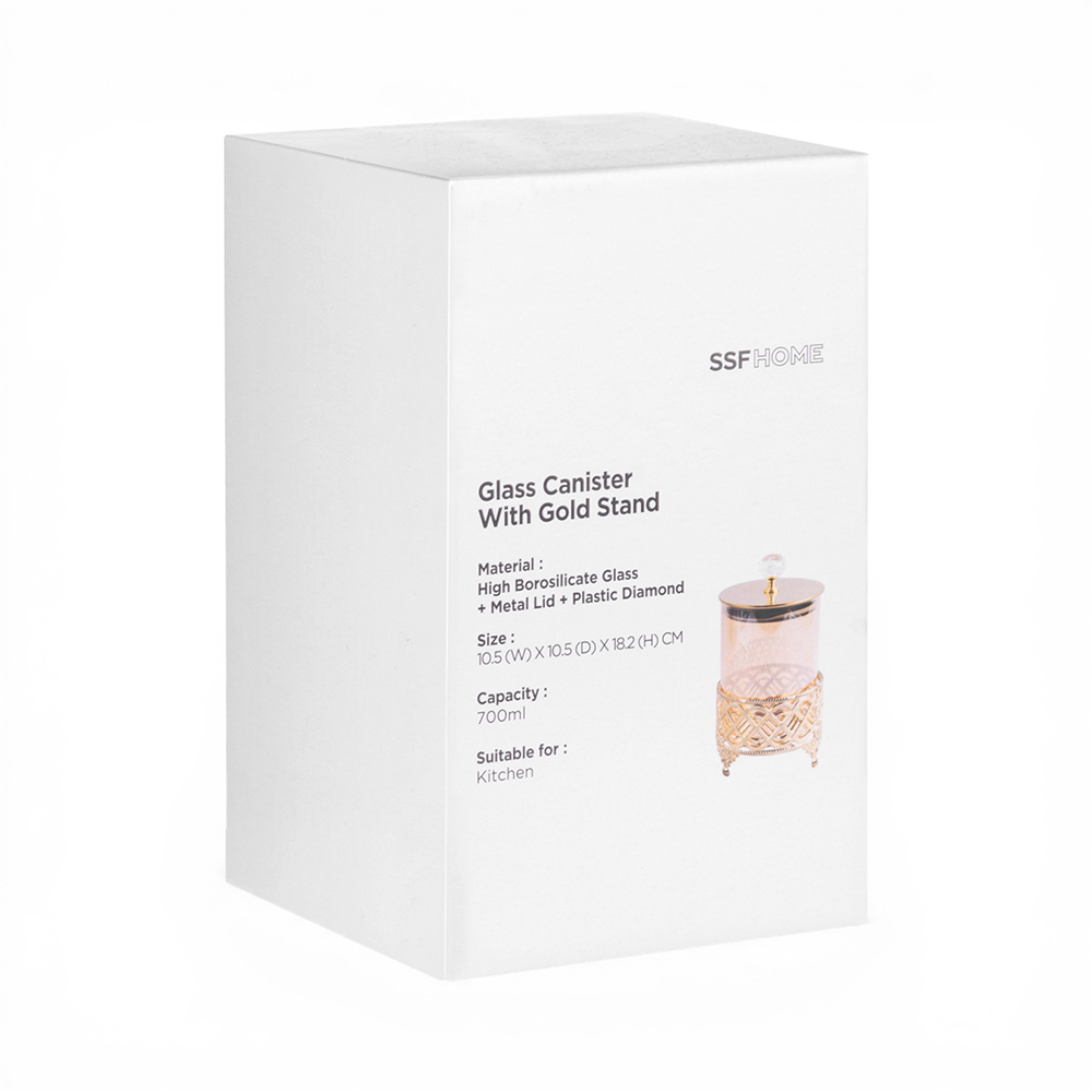 Glass Canister with Gold Stand (H18.2cm) - Image 8