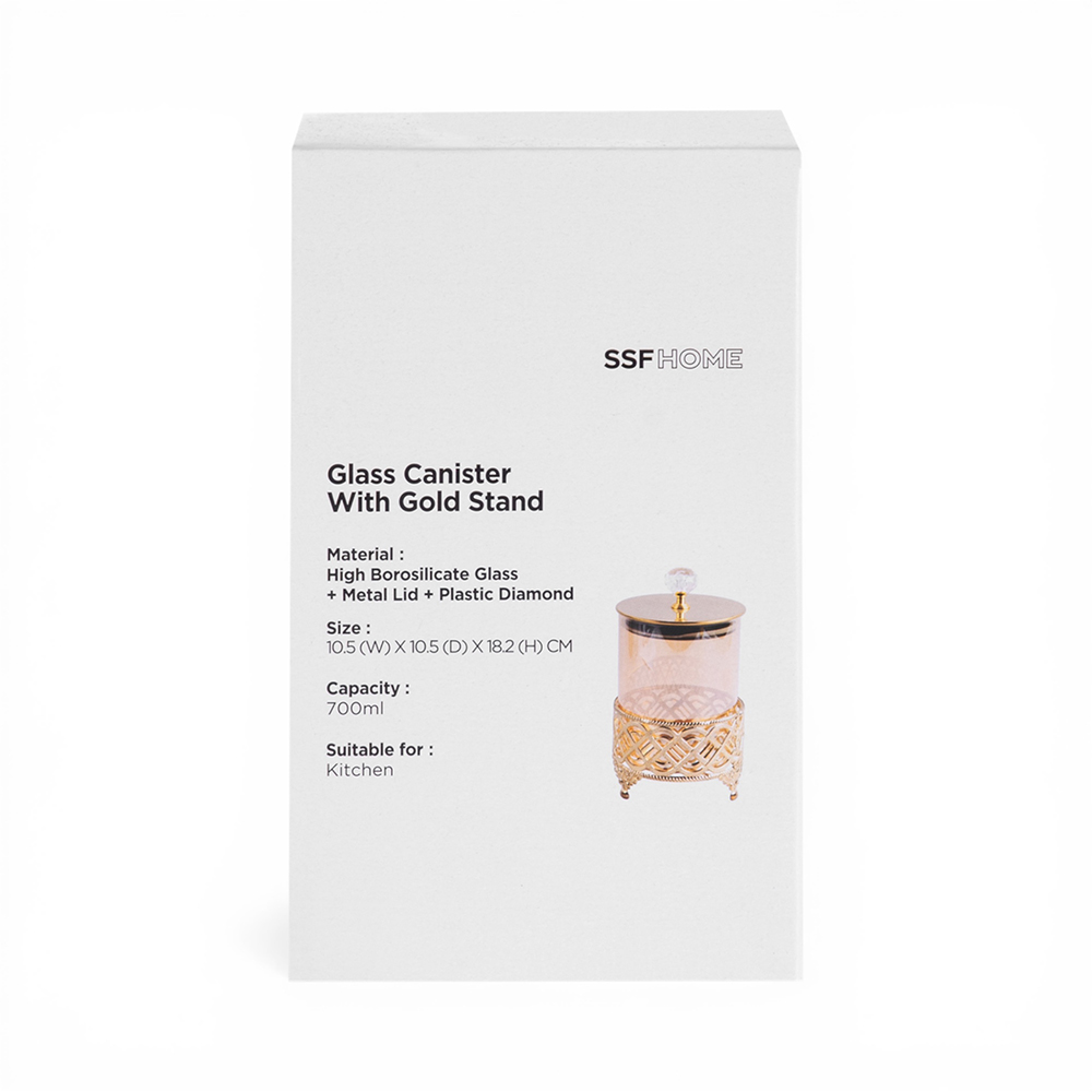 Glass Canister with Gold Stand (H18.2cm) - Image 9