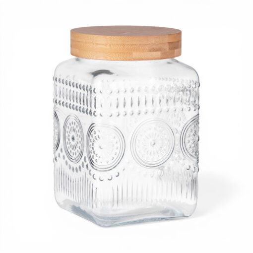 Glass Storage Jar with Bamboo Lid (H19.9cm)