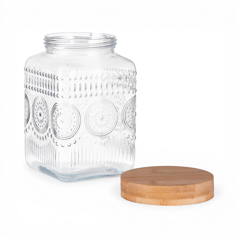 Glass Storage Jar with Bamboo Lid (H19.9cm) - Image 2