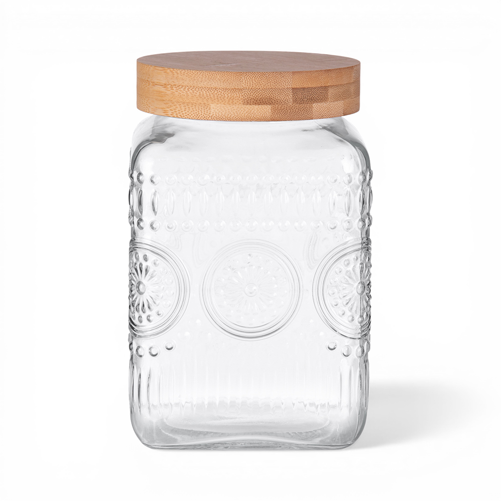 Glass Storage Jar with Bamboo Lid (H19.9cm) - Image 3