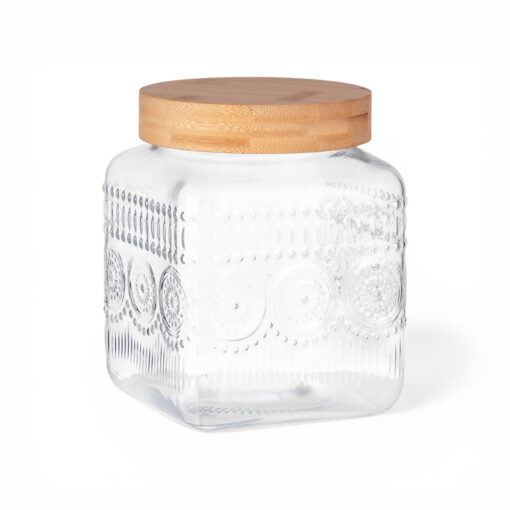 Glass Storage Jar with Bamboo Lid (H16cm)