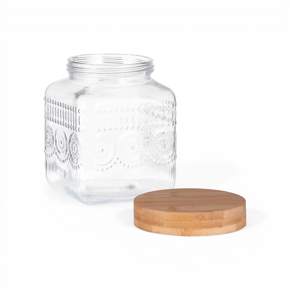 Glass Storage Jar with Bamboo Lid (H16cm) - Image 2