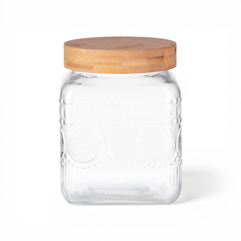 Glass Storage Jar with Bamboo Lid (H16cm) - Image 3