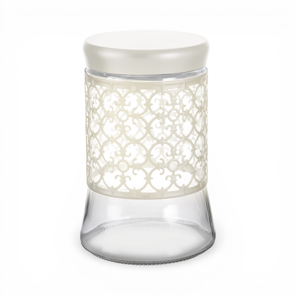Glass Jar with Ivory Iron Casing and Lid (H18cm) - Image 7