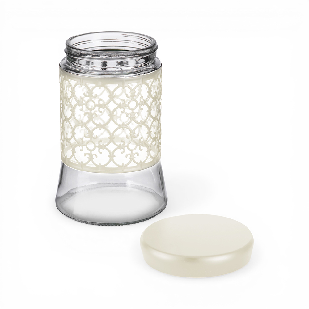 Glass Jar with Ivory Iron Casing and Lid (H18cm) - Image 8