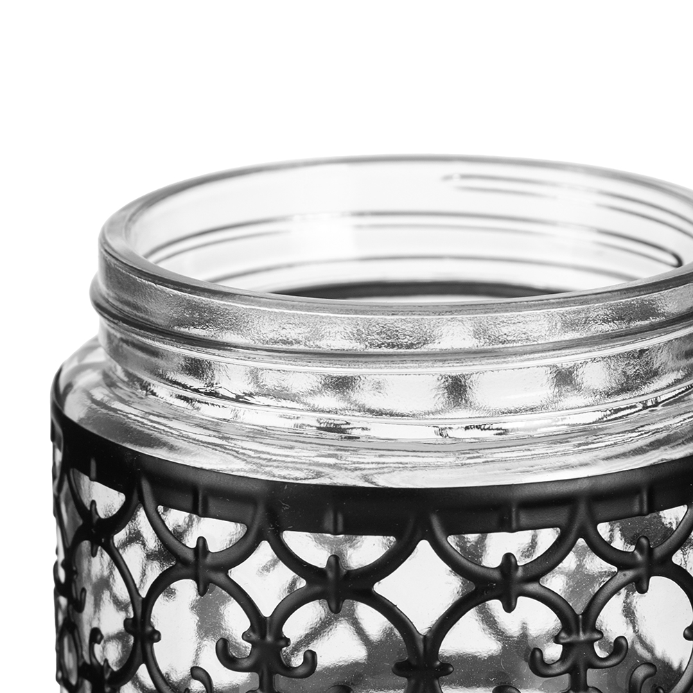 Glass Jar with Ivory Iron Casing and Lid (H18cm) - Image 4
