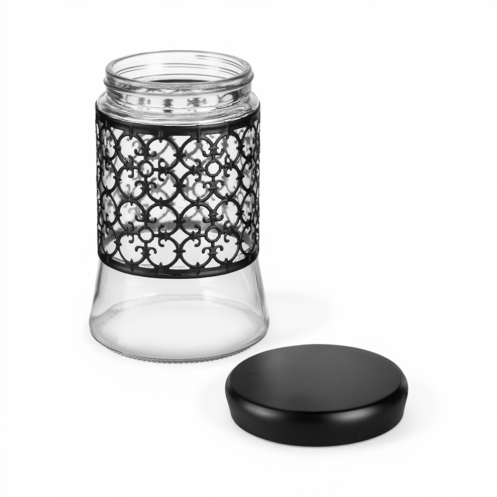 Glass Jar with Ivory Iron Casing and Lid (H18cm) - Image 2